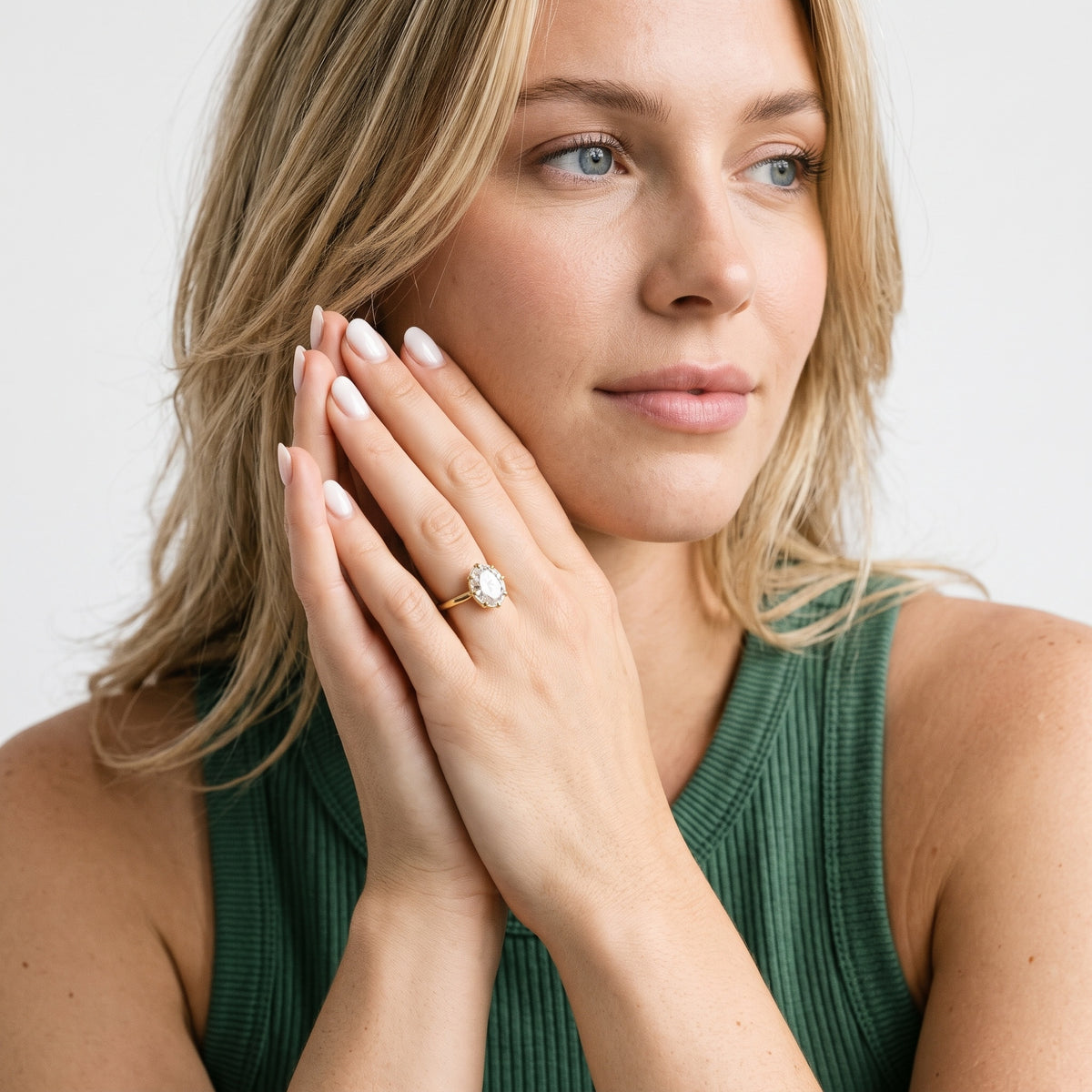 Montauk Crown Solitaire Oval Diamond Engagement Ring in Platinum - model.jpg