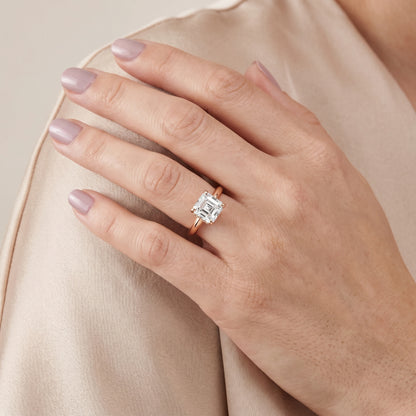 Amaya Hidden Halo Asscher Diamond Ring in Rose Gold - model.jpg