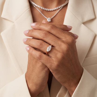Magnolia East-West Marquise Diamond Engagement Ring in Rose Gold - model.jpg