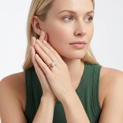 Bague de fiançailles en or rose et diamant taille Asscher Isabella Bloom Solitaire