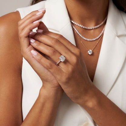 Maya Hidden Halo Pavé Cushion Diamond Engagement Ring in Rose Gold - model.jpg