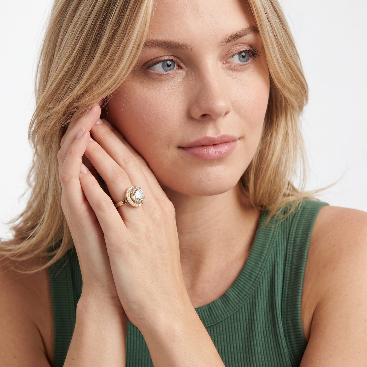 Aurelia Moon Halo Round Diamond Engagement Ring in Yellow Gold - model.jpg