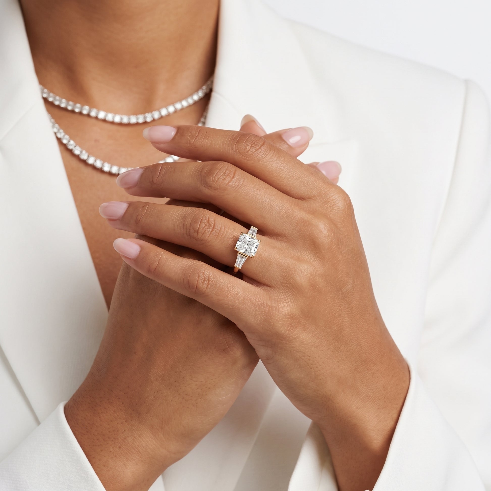 Layla Tapered Baguette Radiant Diamond Ring in Yellow Gold - model.jpg