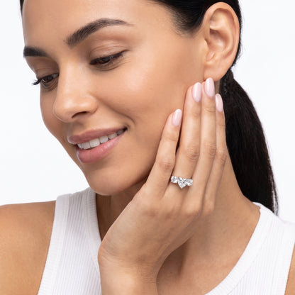 Callie Three-Stone Trellis Heart Diamond Engagement Ring in Platinum - model.jpg