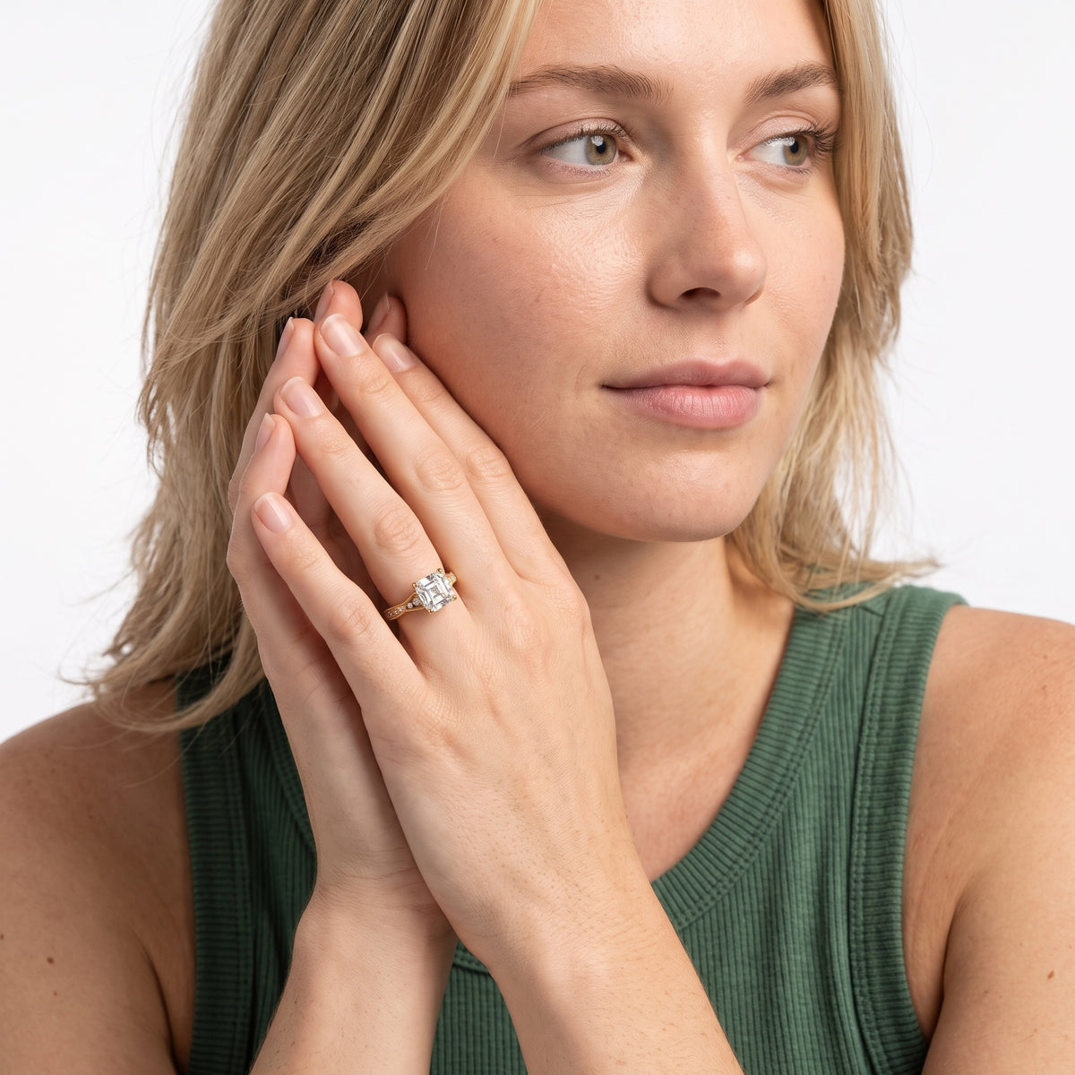 Lucette Scalloped Milgrain Asscher Diamond Engagement Ring in Rose Gold - model.jpg