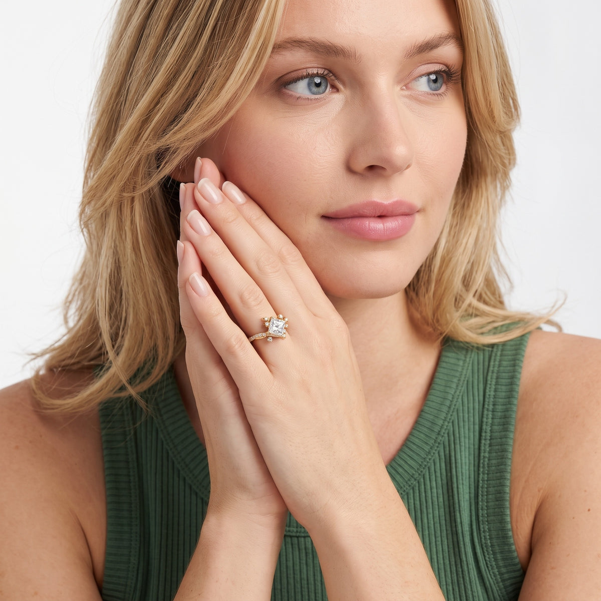Agnes Bypass Pavé Princess Diamond Engagement Ring in White Gold - model.jpg
