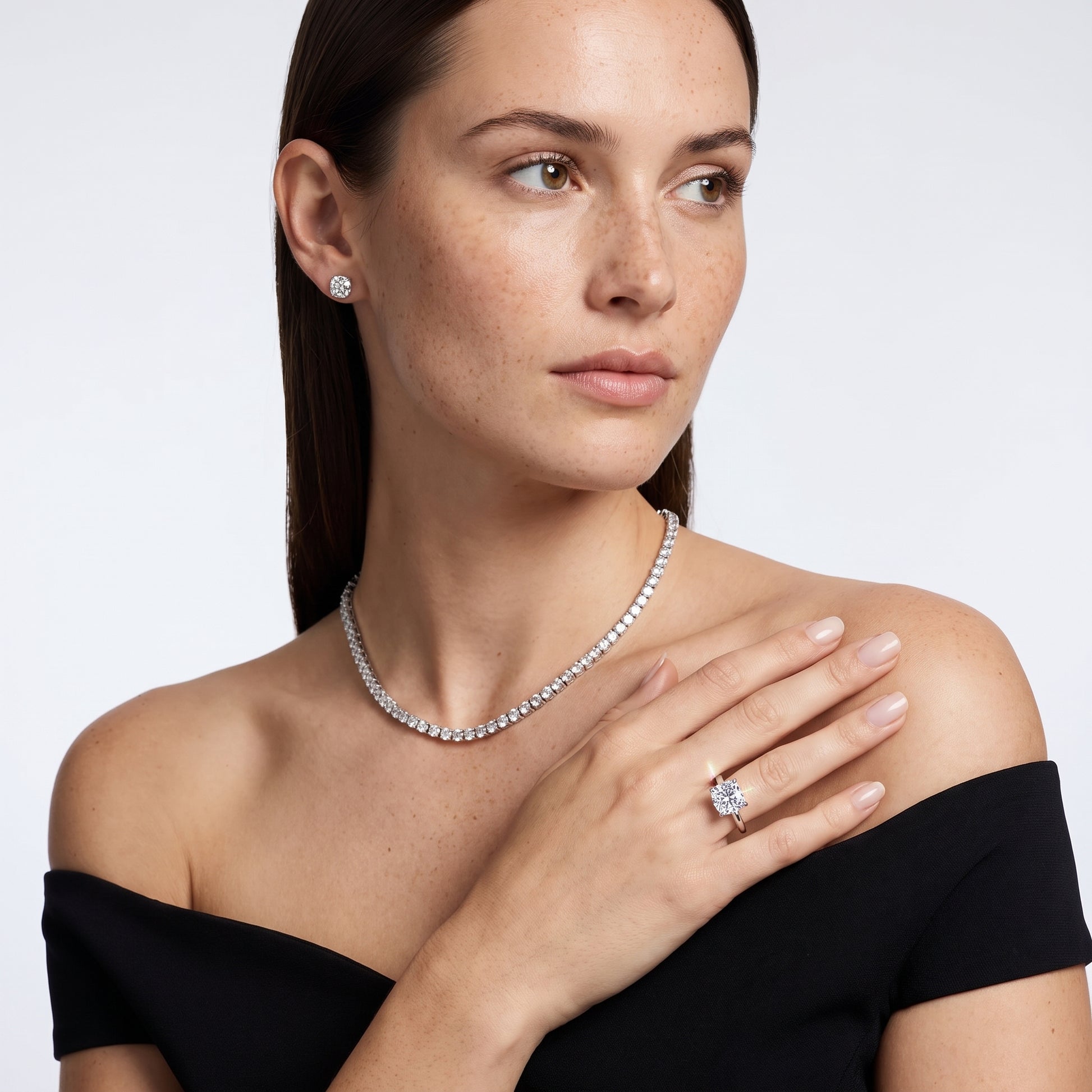 Sadie Cathedral Solitaire Cushion Diamond Ring in White Gold - model.jpg
