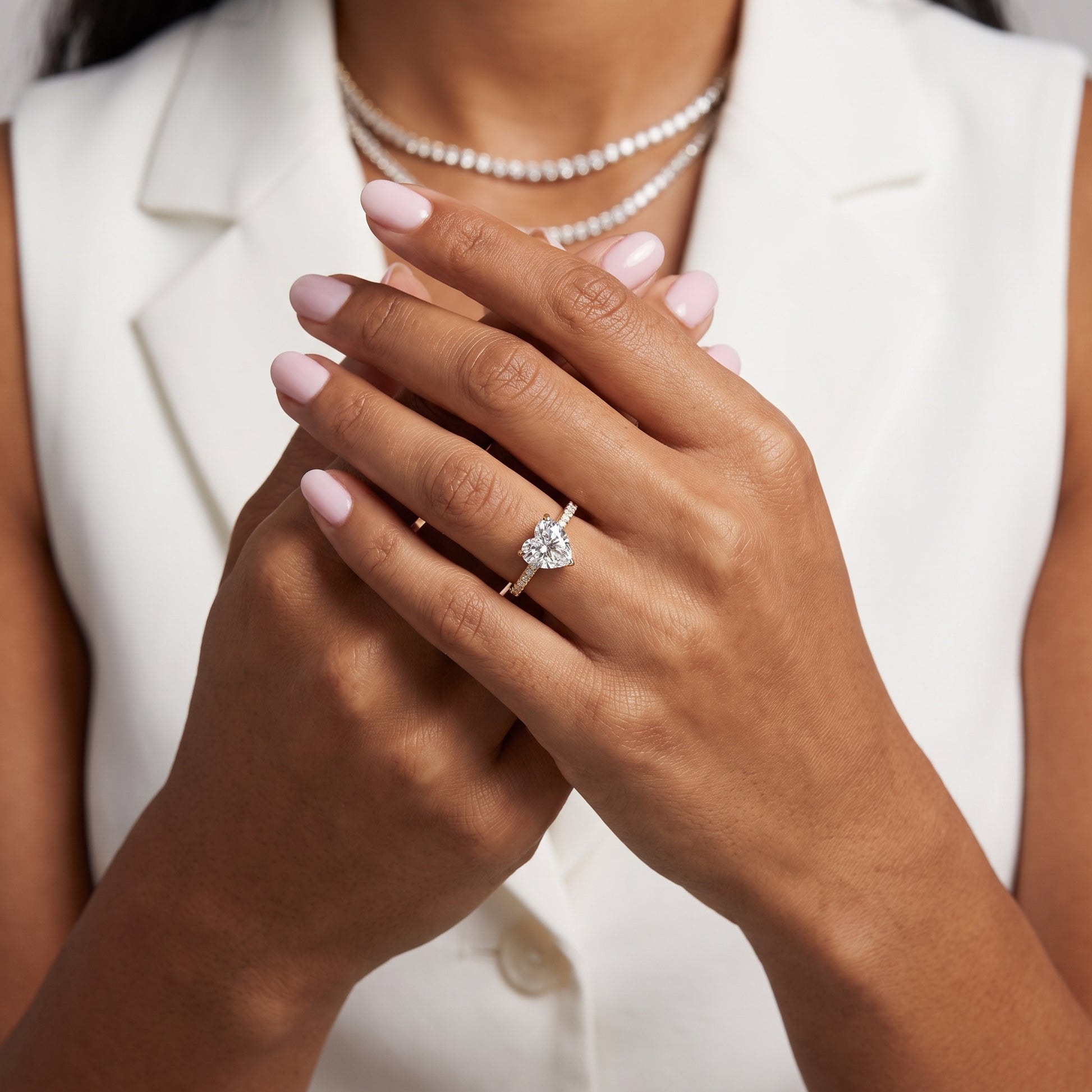 Violet Hidden Halo Pavé Heart Diamond Ring in Yellow Gold - model.jpg