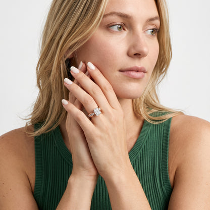 Rosalie Channel Set Sidestone Radiant Diamond Engagement Ring in Rose Gold - model.jpg