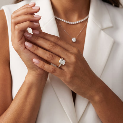 Maren Sidestone Channel Set Radiant Diamond Engagement Ring in Yellow Gold - model.jpg