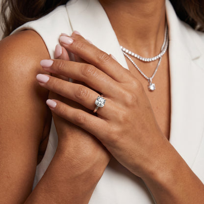 Kaia Solitaire Cushion Diamond Ring in Silver - model.jpg