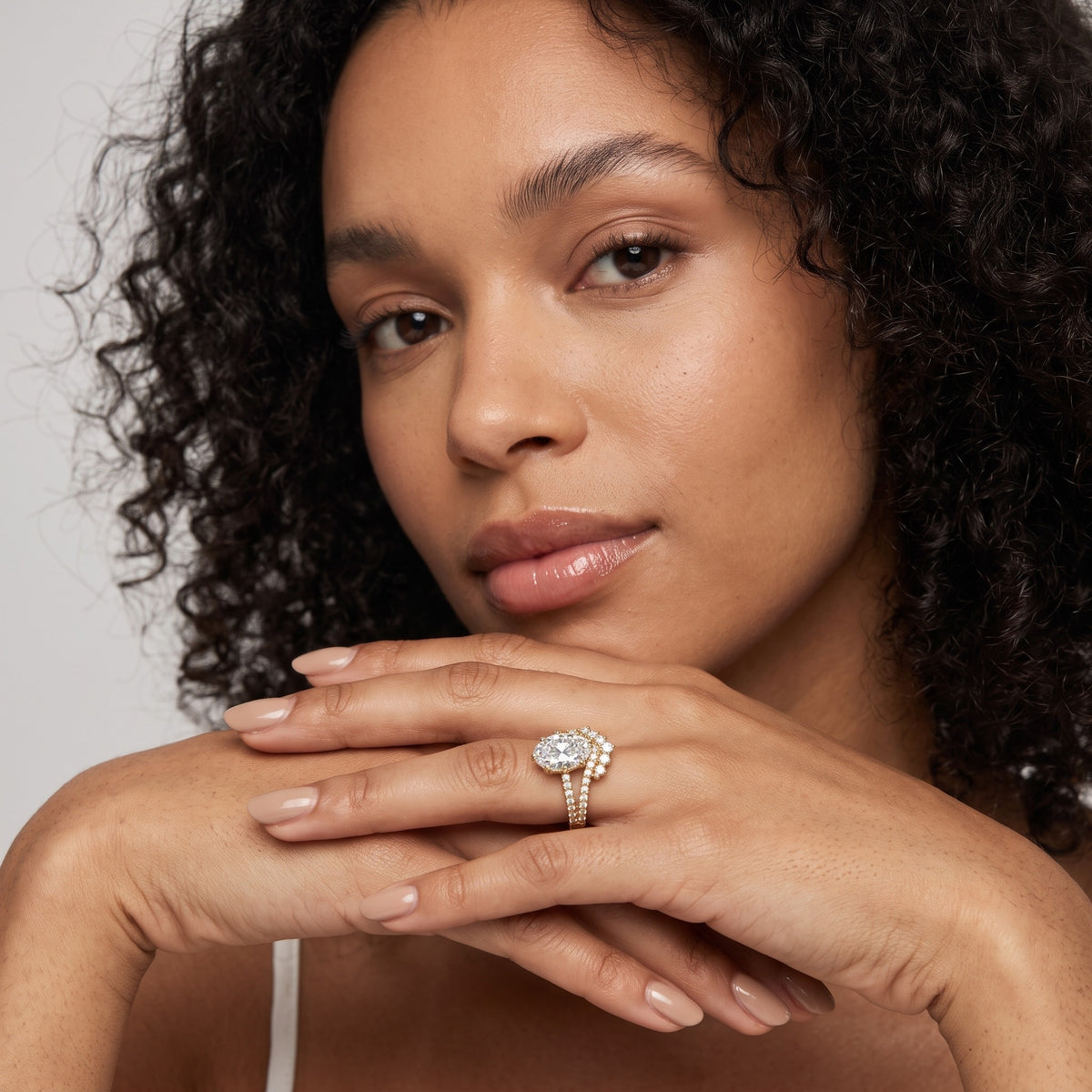 Annette Split Shank Pavé Oval Diamond Engagement Ring in Rose Gold - model.jpg