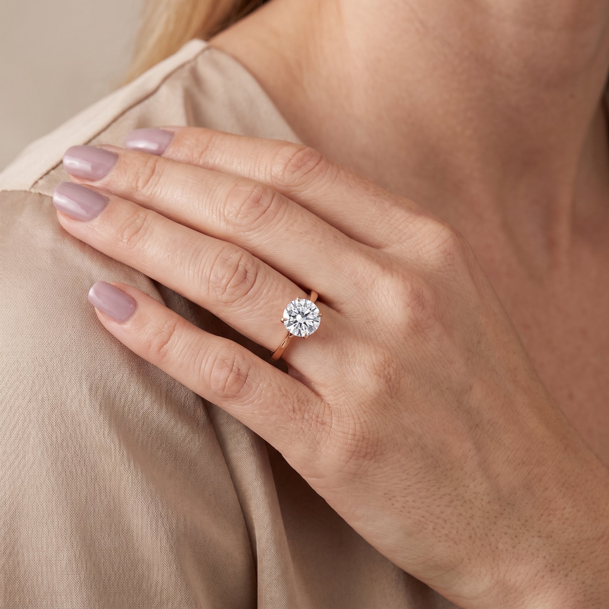 Anais Trellis Solitaire Round Diamond Engagement Ring in Rose Gold - model.jpg