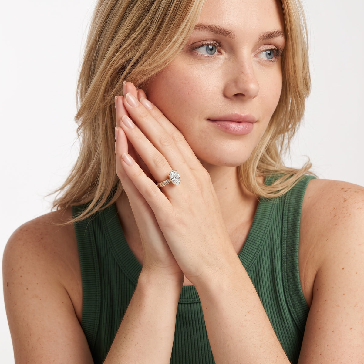 Kaitlin Micropavé Dome Oval Diamond Engagement Ring in Silver - model.jpg