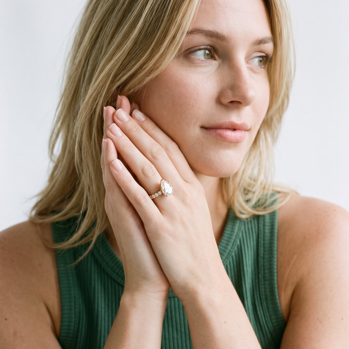 Keira Statement Pavé Pear Diamond Engagement Ring in White Gold - model.jpg