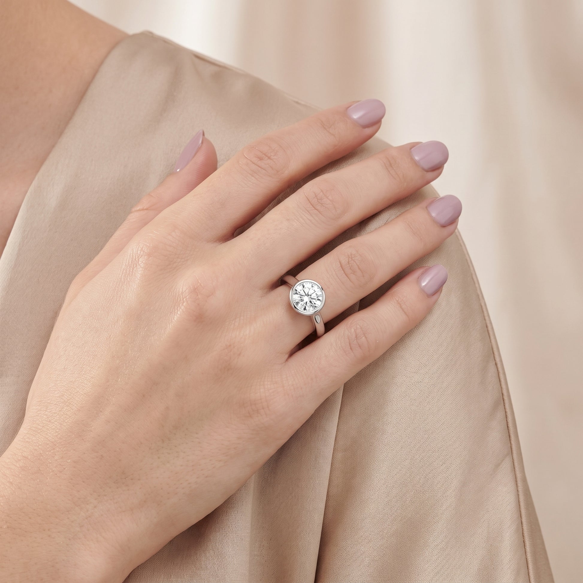 Jolie Bezel Solitaire Round Diamond Engagement Ring in Platinum - model.jpg