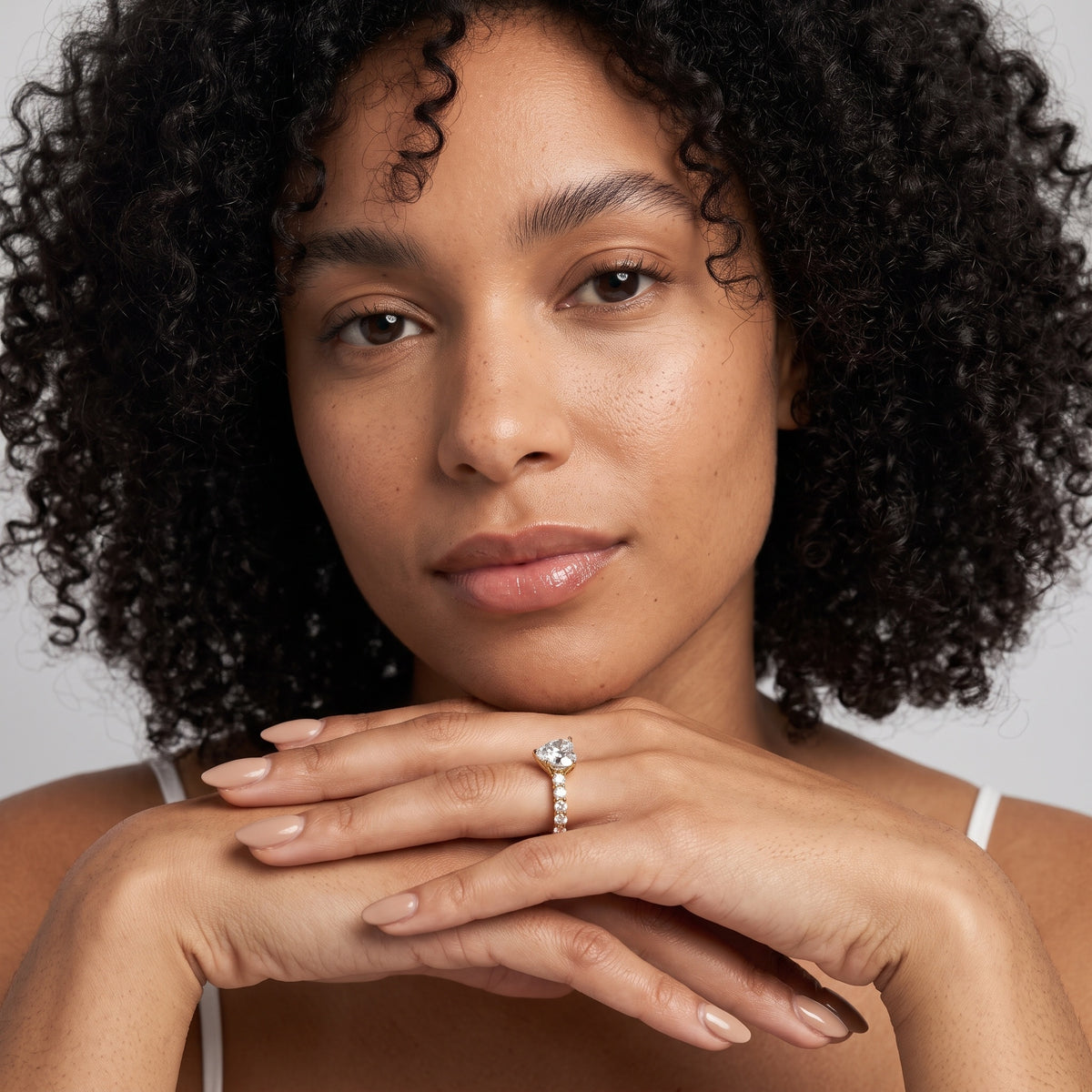 Keira Statement Pavé Heart Diamond Engagement Ring in Rose Gold - model.jpg