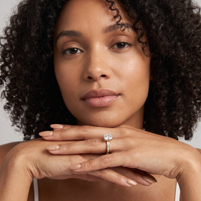 Freja Channel Set Radiant Diamond Engagement Ring in Rose Gold - model.jpg
