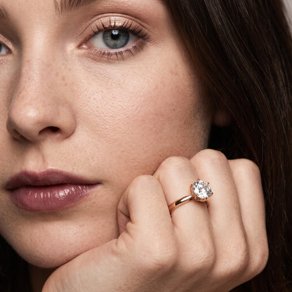 Serena Blossom Solitaire Round Diamond Engagement Ring in Rose Gold - model.jpg