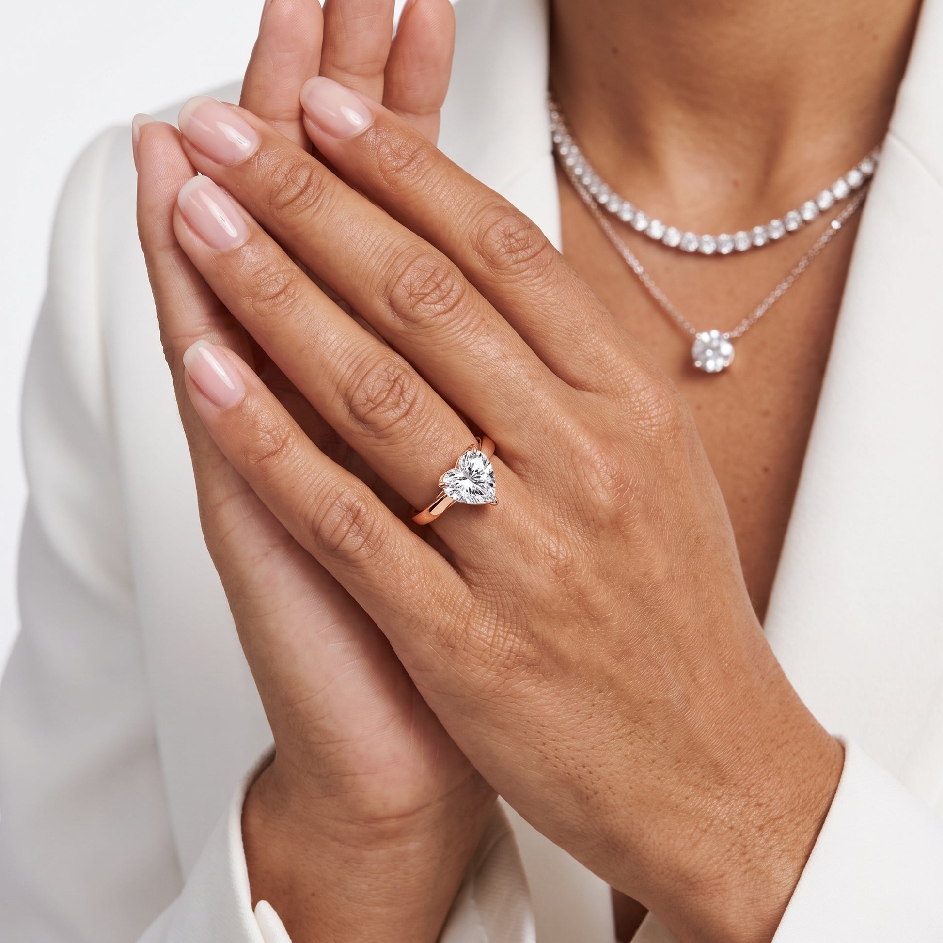 Lucia Solitaire Six-Prong Heart Diamond Engagement Ring in Rose Gold - model.jpg