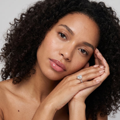 Bella Halo Pavé Heart Diamond Engagement Ring in Rose Gold - model.jpg