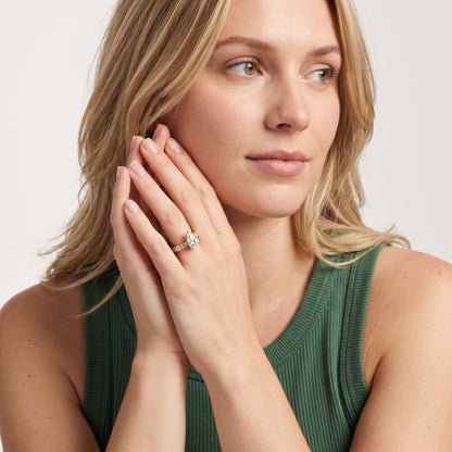 Carol Half Bezel Pear Diamond Engagement Ring in Rose Gold - model.jpg