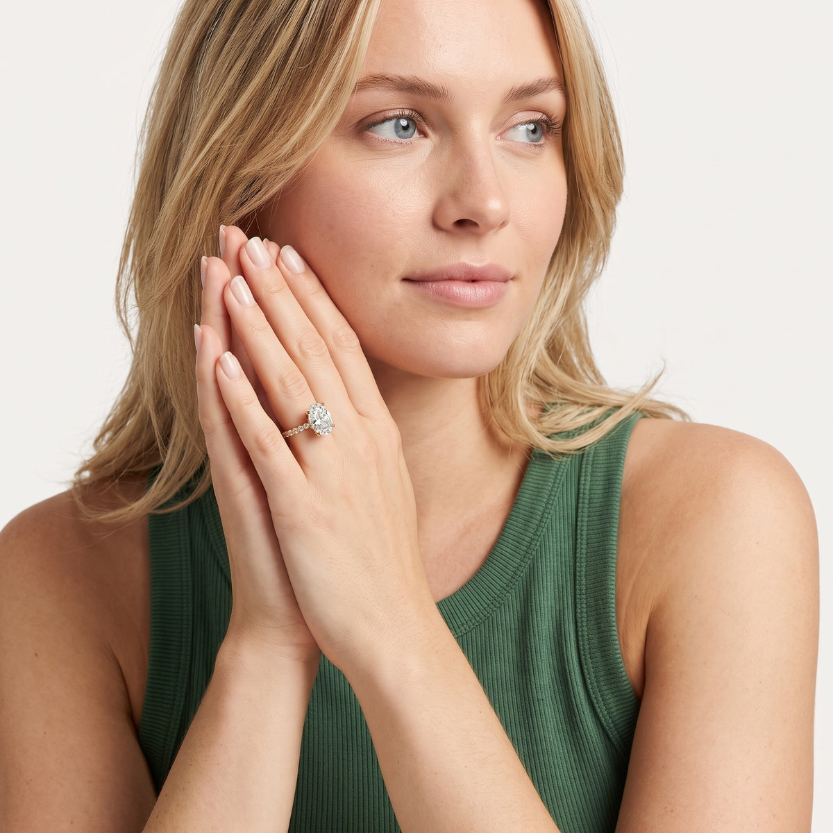 Elara Scalloped Pavé Oval Diamond Engagement Ring in Silver - model.jpg