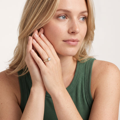 Polly Floral Cluster Round Diamond Engagement Ring in Rose Gold - model.jpg