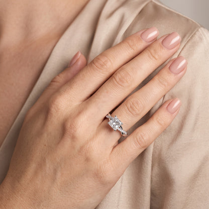 Twisted Side Stone Princess Diamond Engagement Ring in Silver - model.jpg