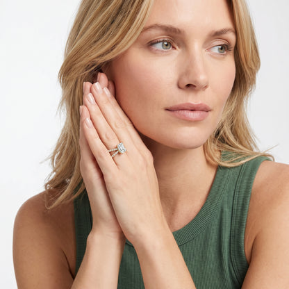 Lior Criss Cross Pavé Emerald Diamond Engagement Ring in Yellow Gold - model.jpg