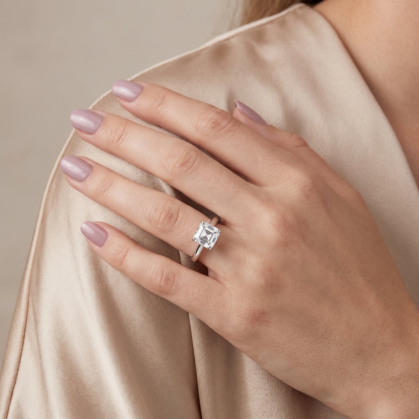 Sadie Cathedral Solitaire Asscher Diamond Ring in Platinum - model.jpg