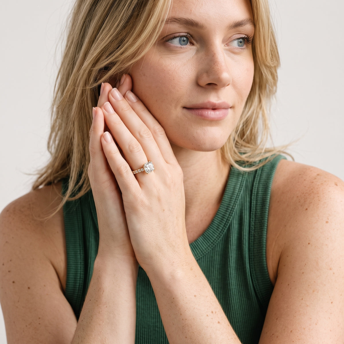 Keira Statement Pavé Cushion Diamond Engagement Ring in Yellow Gold - model.jpg