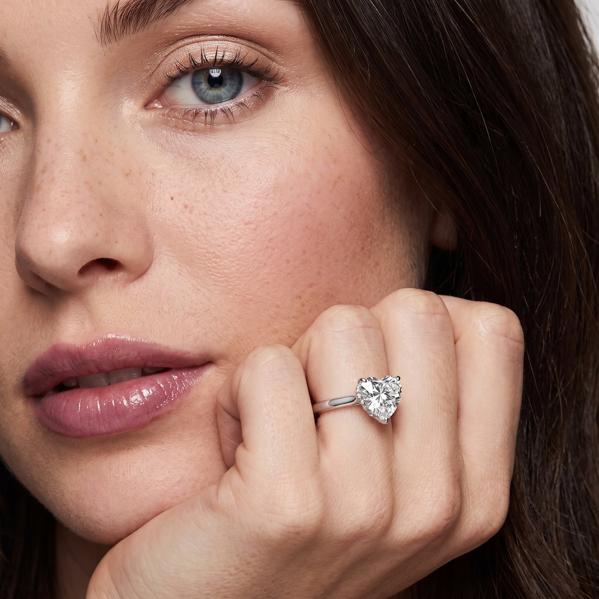 Mena Hidden Halo Heart Diamond Engagement Ring in Platinum - model.jpg