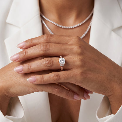Naomi Vintage Milgrain Round Diamond Engagement Ring in Rose Gold - model.jpg