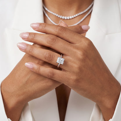 Nella Petite Solitaire Radiant Diamond Engagement Ring in White Gold - model.jpg