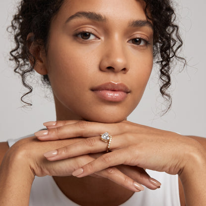 Chatham Bezel Bypass Heart Diamond Engagement Ring in Rose Gold - model.jpg