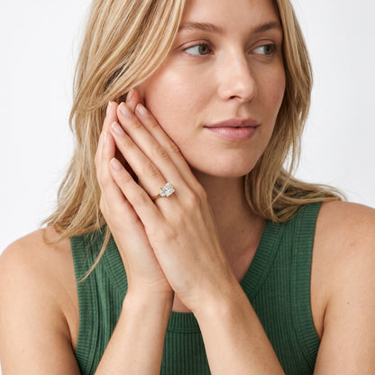 Hilary Half-Moon Three-Stone Princess Diamond Engagement Ring in Silver - model.jpg