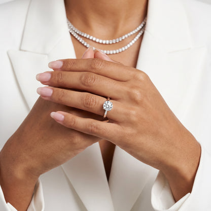 Liana Solitaire Claw Prong Round Diamond Engagement Ring in Silver - model.jpg