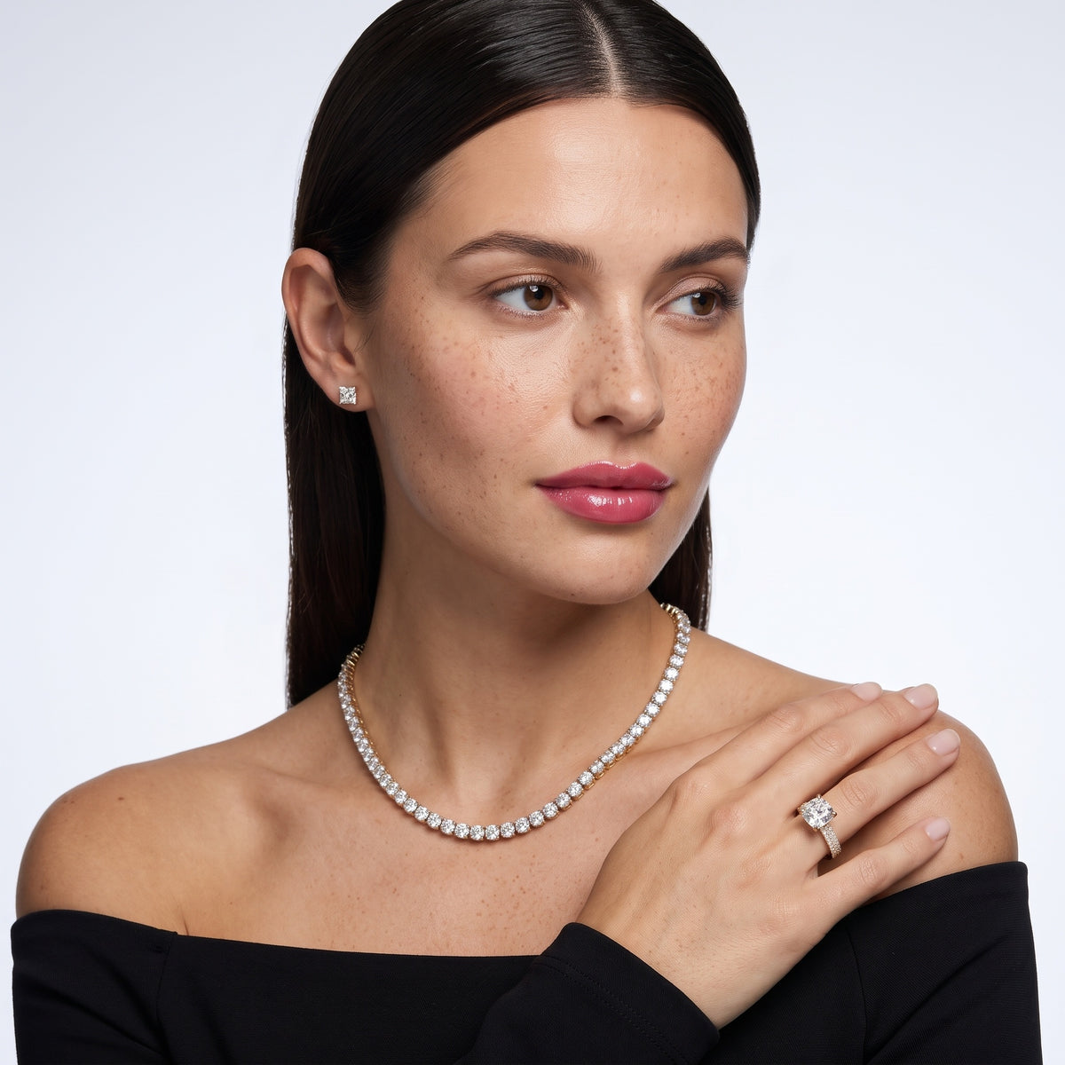 Sirena Micropavé Cushion Diamond Engagement Ring in White Gold - model.jpg