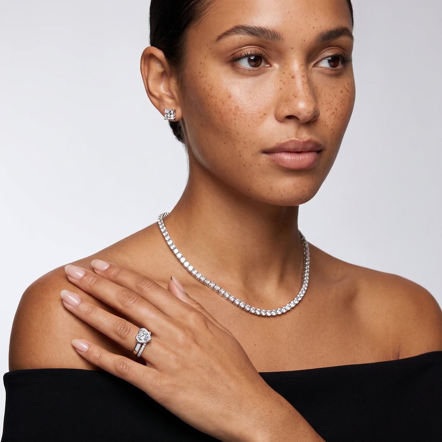 Ayla Bezel Bypass Heart Diamond Ring in Platinum - model.jpg