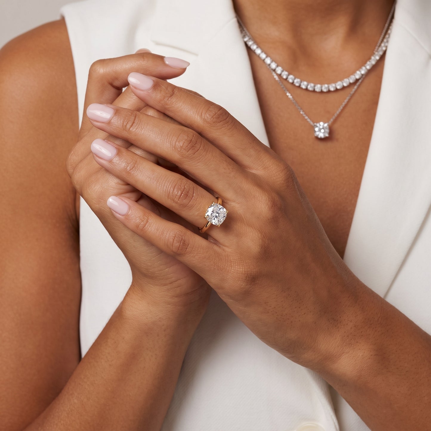 Amaya Hidden Halo Cushion Diamond Engagement Ring in Yellow Gold - model.jpg