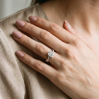 Twisted Side Stone Cushion Diamond Engagement Ring in Silver - model.jpg