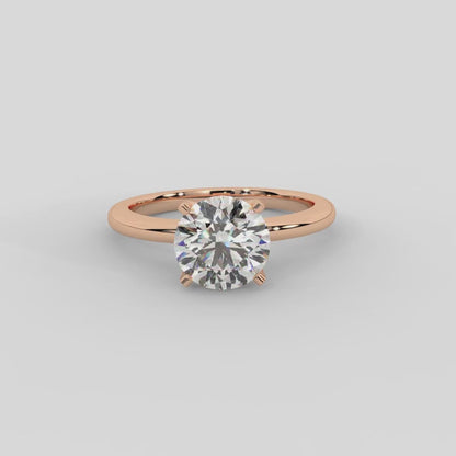 Flora Guardian Solitaire Round Diamond Engagement Ring in Rose Gold