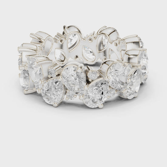 Eden Cluster Pear & Round Diamond Eternity Band in Silver