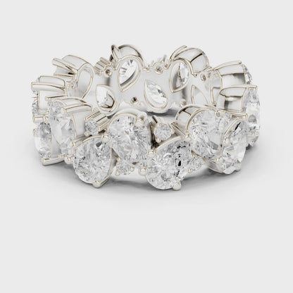 Eden Cluster Pear & Round Diamond Eternity Band in Silver