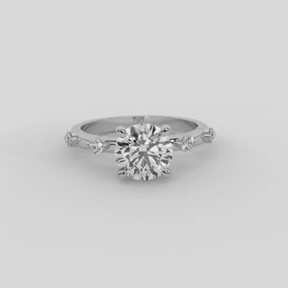 Elena Radiance Solitaire Emerald Diamond Engagement Ring in Silver