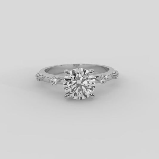 Elena Radiance Solitaire Round Diamond Engagement Ring in Silver