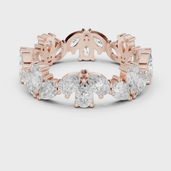 Petal Floral Pear Diamond Eternity Band in Rose Gold