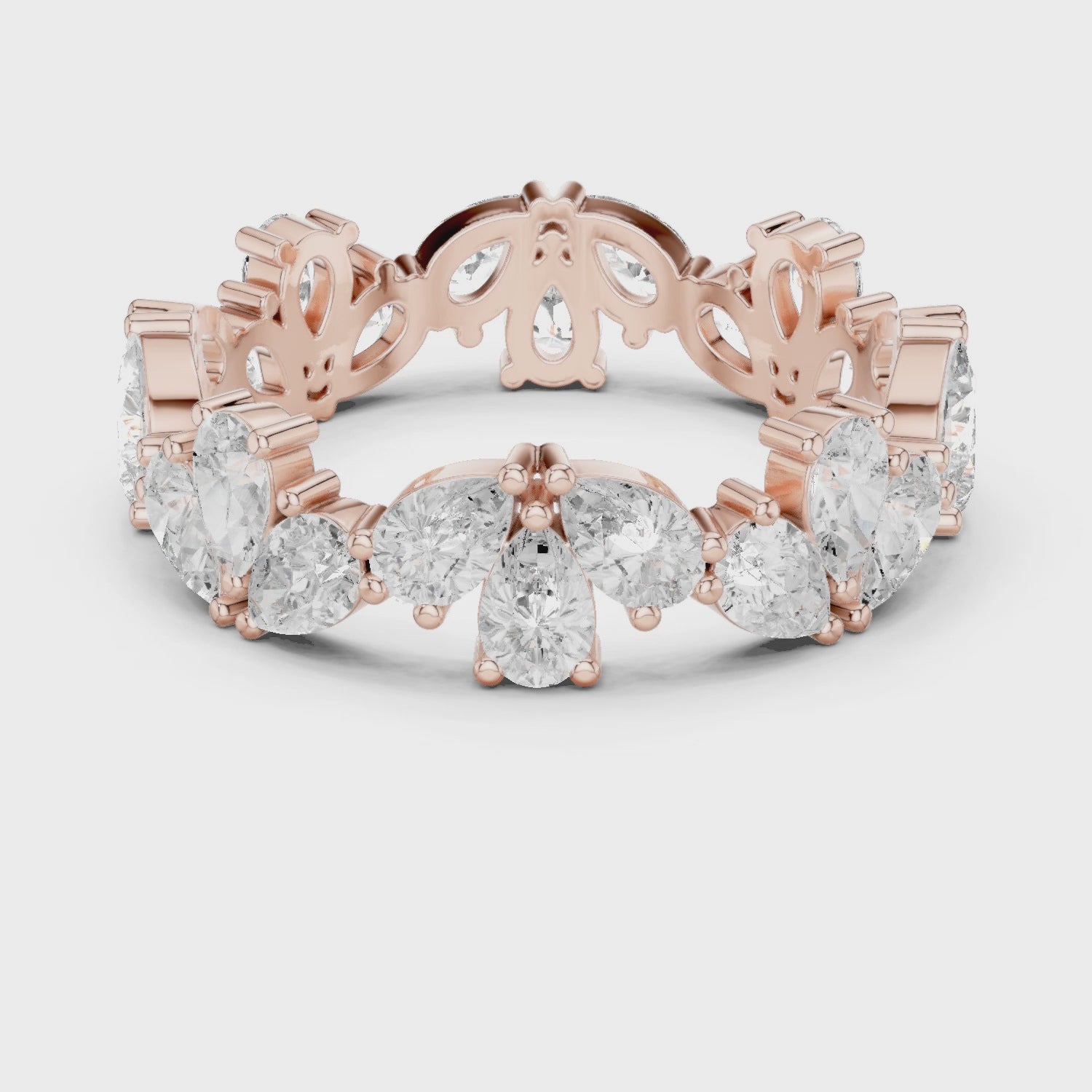 Petal Floral Pear Diamond Eternity Band in Rose Gold