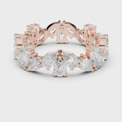 Petal Floral Pear Diamond Eternity Band in Rose Gold